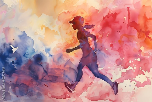 A dreamy watercolor wash with subtle sports outlines.