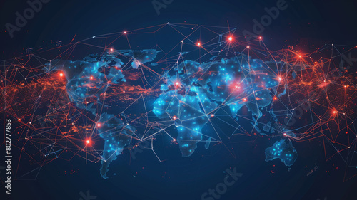 Map connecting worldwide data cloud computing tech concept abstract global transfer © wiparat