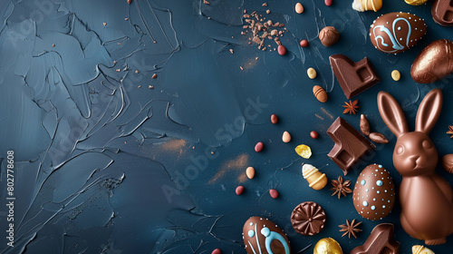 background with water ester egg chochlater food chocolate eggs little