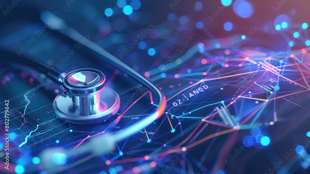A creative composition showing a stethoscope blended with an ECG graph, emphasizing diagnostics and monitoring in healthcare. A creative composition showing a stethoscope blended with an ECG graph, emphasizing diagnostics and monitoring in healthcare.