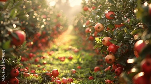 The pomegranate orchard. Generative AI.