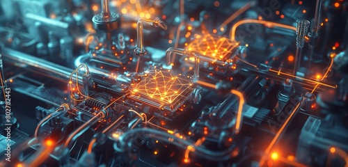 A concept image of a quantum computer core  with intricate connections and glowing qubits  set in a dark  mysterious lab environment. 32k  full ultra hd  high resolution