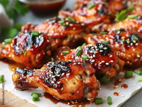 Yummy baked chicken wings coated in tasty teriyaki sauce! Ready to be enjoyed as a flavorful snack or meal 