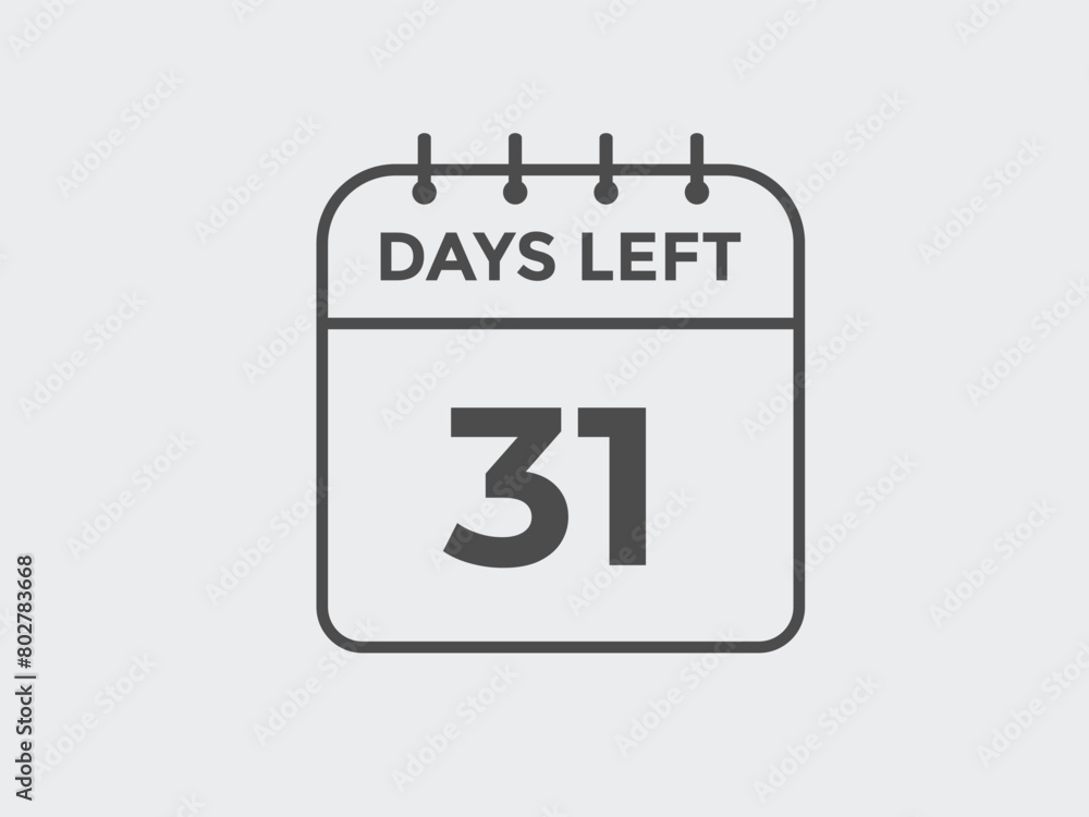 31 days to go countdown template. 31 day Countdown left days banner design. 31 Days left countdown timer
31 days to go countdown template. 31 day Countdown left days banner design. 31 Days left countdown timer