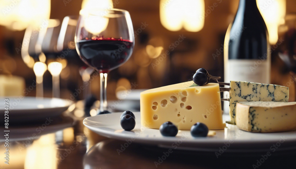 wine and cheese at restaurant
