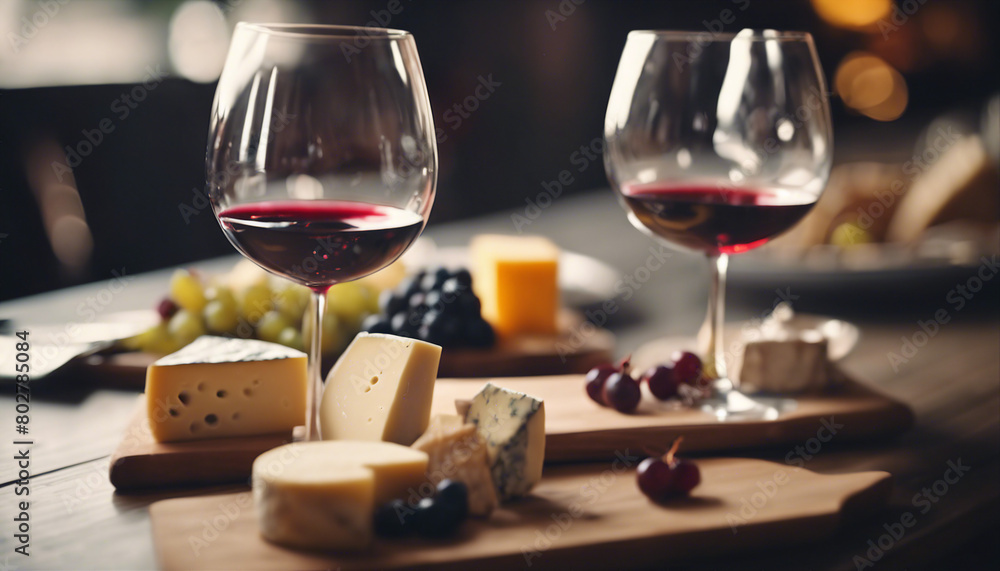wine and cheese at restaurant
