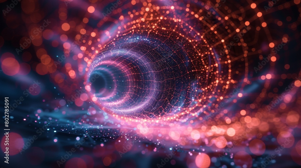 Fototapeta premium Space Spiral: Abstract background with circles, light energy, and swirling motion, creating a universe-inspired vortex of imagination and design,cosmic web background