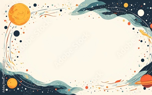 illustration of star and universe frame, kid template frame, empty space for design.