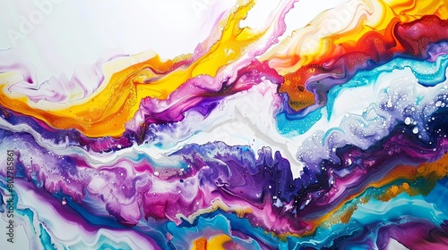 a colorful abstract painting featuring a red  yellow  green  blue  and purple color scheme the pain