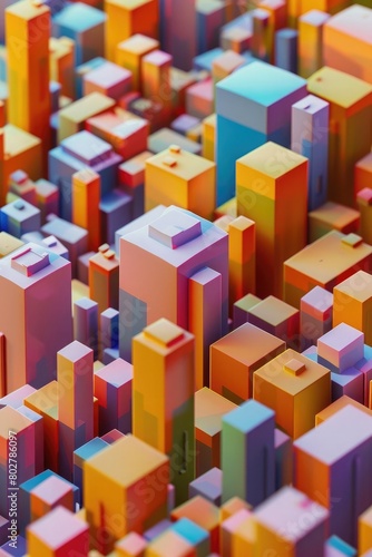 3D isometric cubic design vector geometric abstract background, modern city abstraction theme, construction buildings and blocks look like shapes, polygonal ... See More