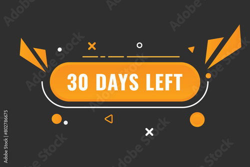 30 days to go countdown template. 30 day Countdown left days banner design. 30 Days left countdown timer
