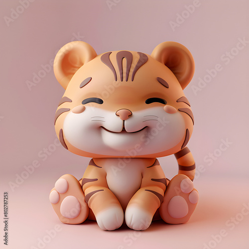3d clay kawaii baby tiger