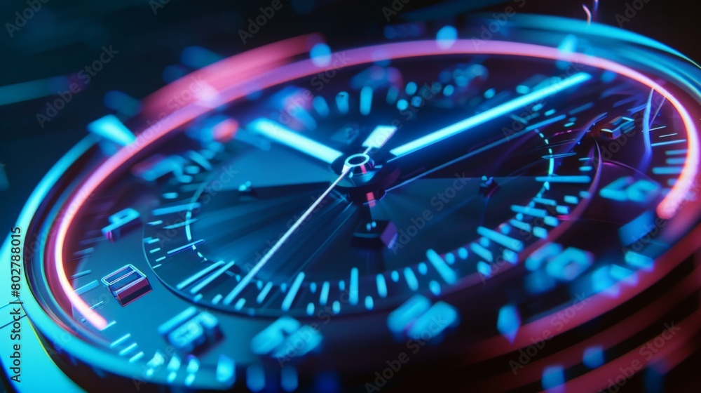 glowing neon lights on the edges of a clock glowing neon lights on the edges of a clock