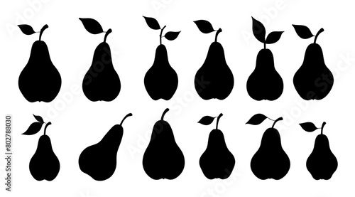set of pear vector sign, pear icon photo