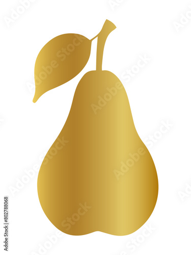 golden pear isolated on white background