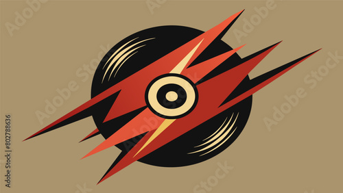 Jagged lightninglike lines through the canvas representing the raw power and intensity found in the grooves of a vinyl record. Vector illustration