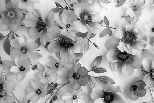 A grayscale floral fantasia, where abstract blooms reign supreme. photo