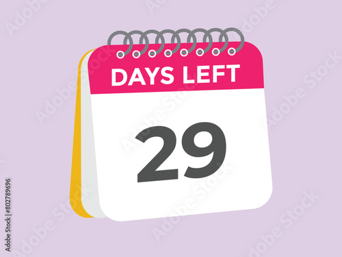 29 days to go countdown template. 29 day Countdown left days banner design. 29 Days left countdown timer
