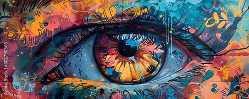 Eye with bright colors.