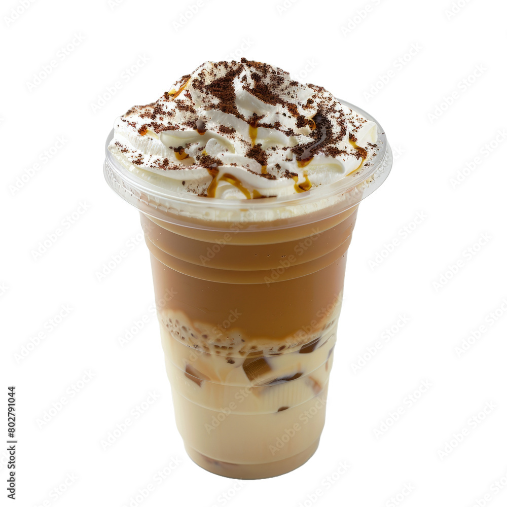 Iced coffee whipped cream on transparent background Iced coffee whipped cream on transparent background