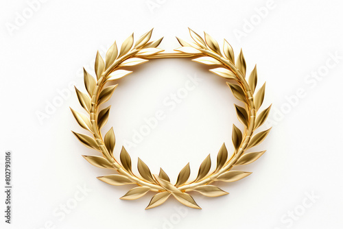 golden laurel wreath on white background