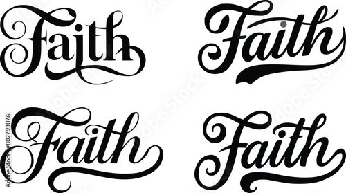 Set four Faith Letters in  calligraphic style.  ZIP file contains EPS, JPEG and PNG formats.