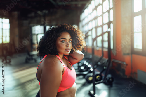 plus size woman in the gym  weight loss concept