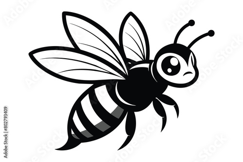 Solid color flying honey bee bumblebee character vector design © mobarok8888