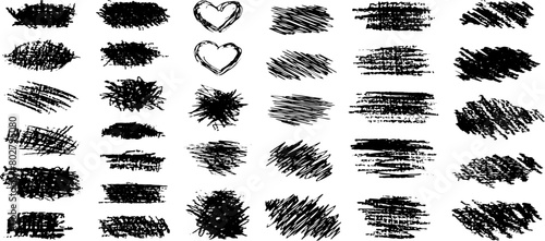 Set of black paint, ink brush strokes. Vector illustration
