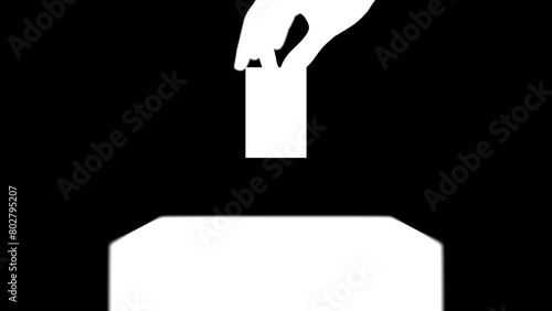 CGI hand casting vote in a ballot box. Green screen and Alpha Matte options. 3d render.