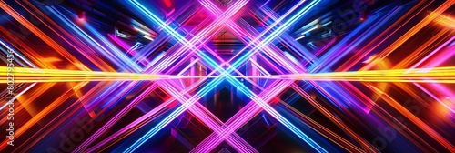 a colorful neon light pattern featuring a red, yellow, green, blue, and purple hues photo