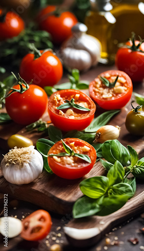 AI Generative illustration of traditional Italian food ingredients