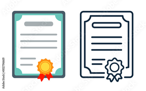certificate or diploma isolated icons