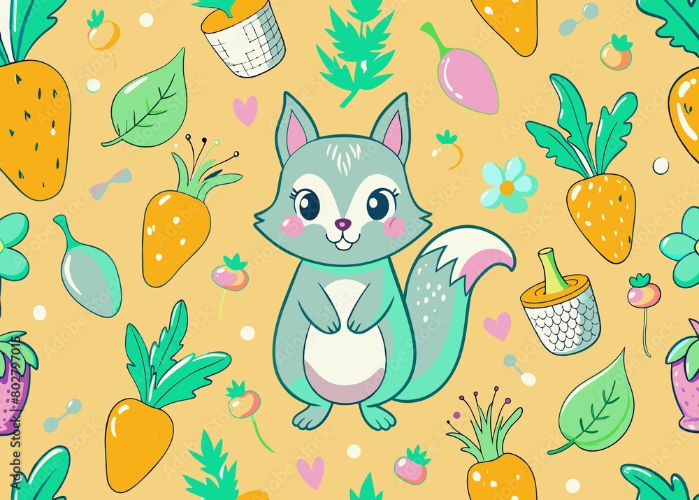 Obraz premium squirrel pattern background