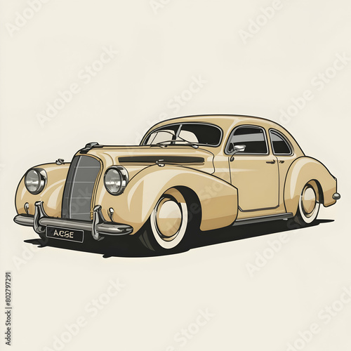 Classic Car Illustration  Old Car Garage