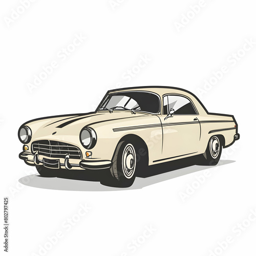 Classic Car Illustration  Old Car Garage