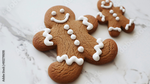 Tasty gingerbread cookie on white background