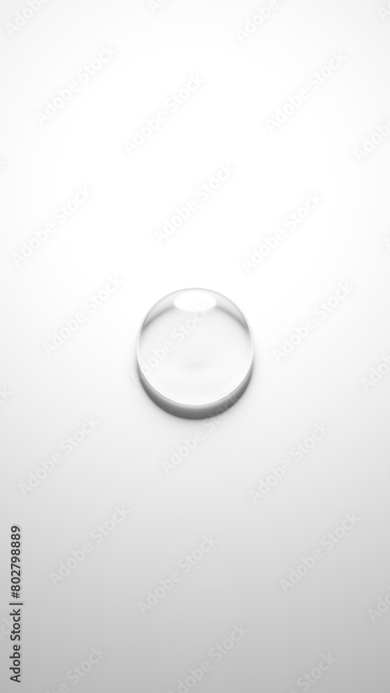 白背景に1つの水滴。3D(縦長) 白背景に1つの水滴。3D(縦長)