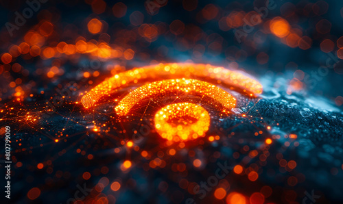 Futuristic Wireless Network Data Transfer Visual - WiFi Connectivity Symbol, Abstract Digital Background