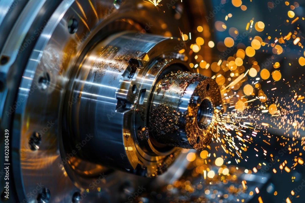 Close up of a machine emitting sparks, suitable for industrial concepts Close up of a machine emitting sparks, suitable for industrial concepts