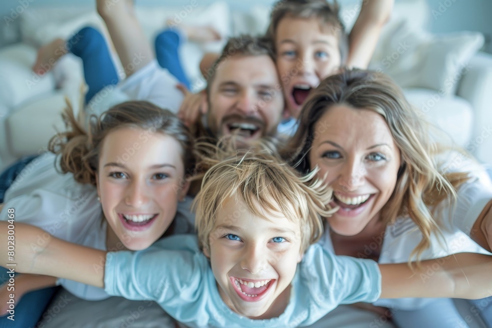 Happy family having fun times at home, Generative AI