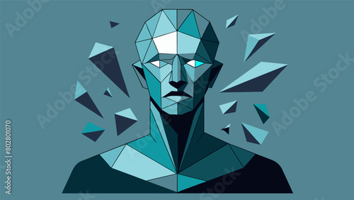 A sculpture made of broken mirrors symbolizes the dissociative state of a person on ketamine reflecting the fragmented and distorted perception of.