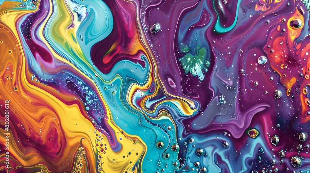A vibrant dance of colors in liquid art A vibrant dance of colors in liquid art