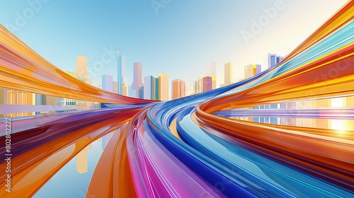 Futuristic Cityscape with High-Speed Travel Effect