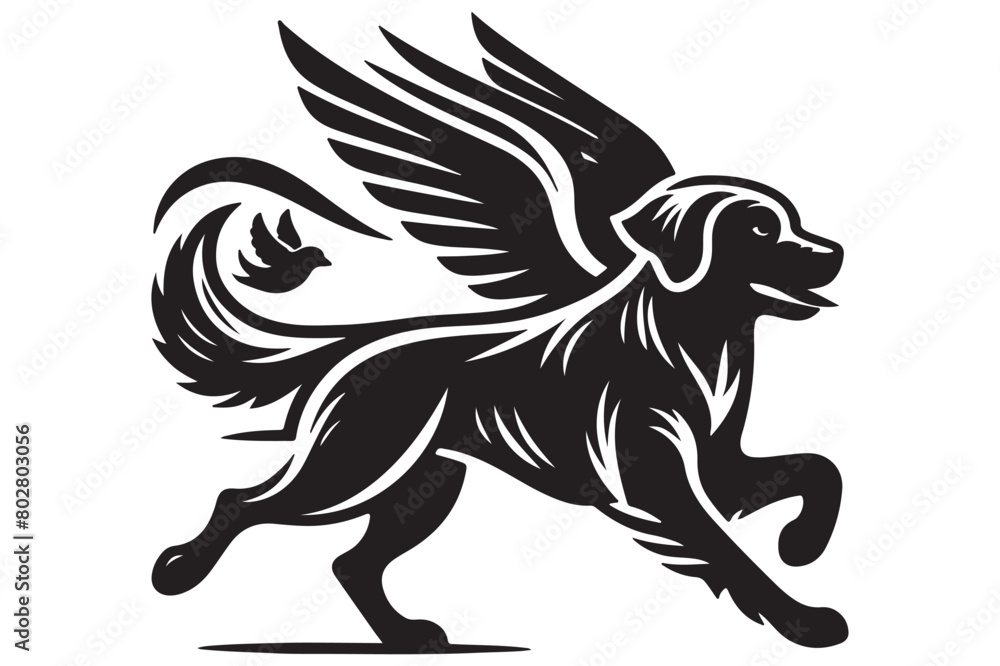 runing dog design black silhouette isolated on white background Vector runing dog design black silhouette isolated on white background Vector