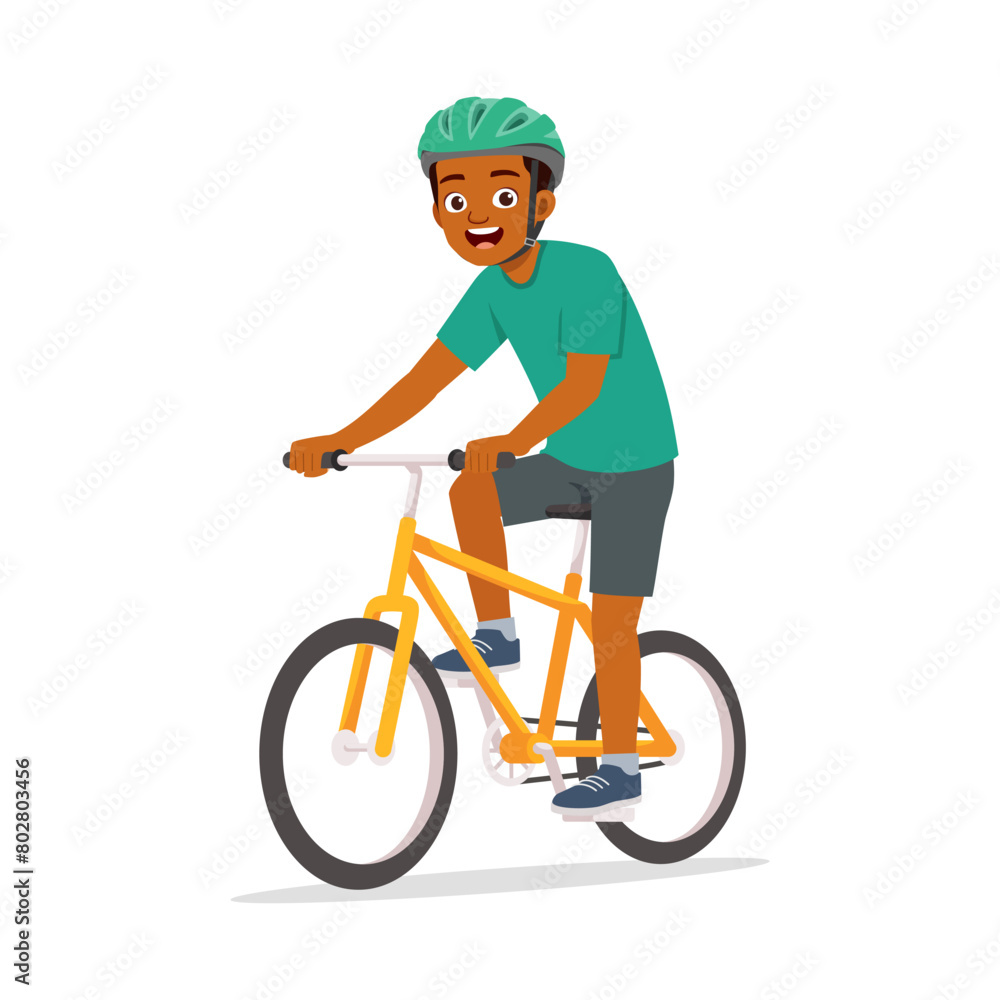 young adult man ride bicycle and feel happy young adult man ride bicycle and feel happy