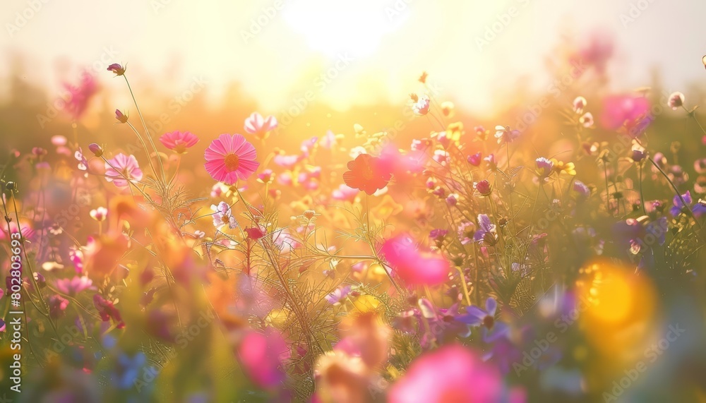 A beautiful field of flowers in bloom A beautiful field of flowers in bloom