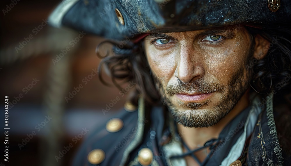 Portrait of evil man in a pirate costume Portrait of evil man in a pirate costume