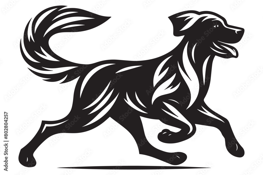 runing dog design black silhouette isolated on white background Vector runing dog design black silhouette isolated on white background Vector