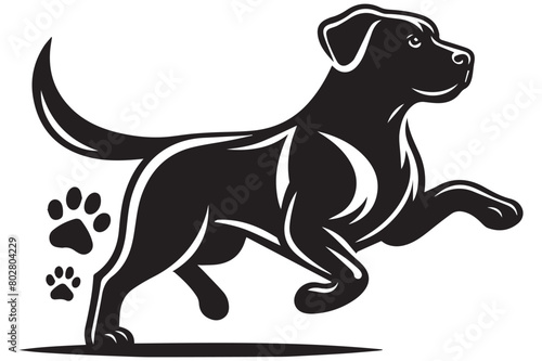 runing dog design black silhouette isolated on white background Vector
